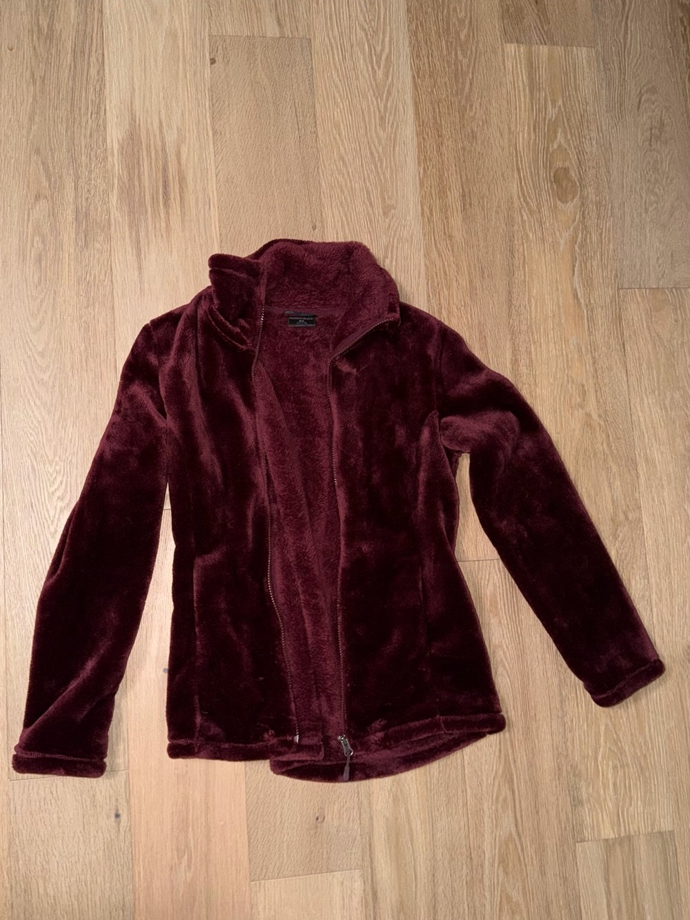 32 Degrees Plush Zip-Front Teddy Jacket in Burgundy